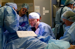 Doctor performing surgery
